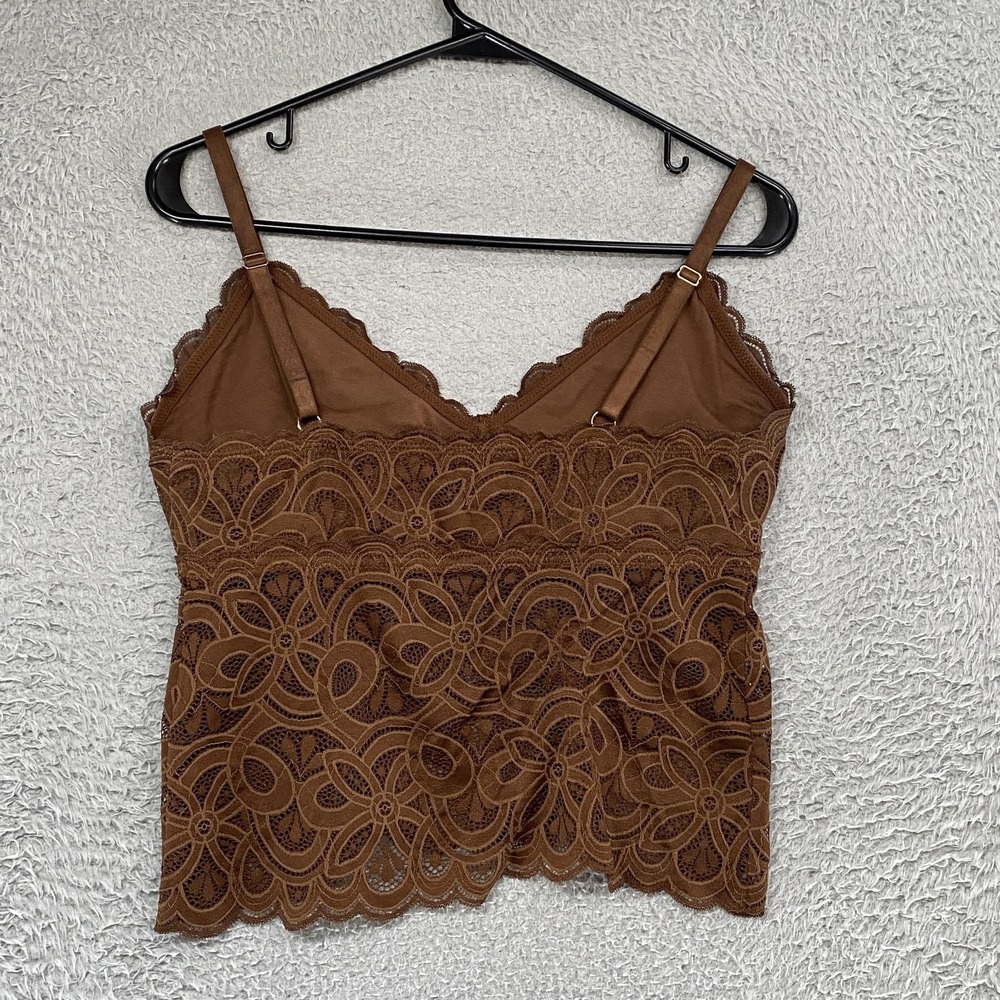 Aerie Y2K Babydoll Tank Womens M DD Brown Floral Lace Tanktop Fairy Earthy - Picture 8 of 12